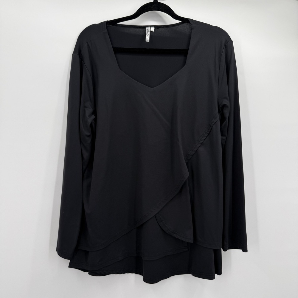 Lulu B Shirt Womens Large Black Asymmetrical Layered Tunic Top UPF Nylon